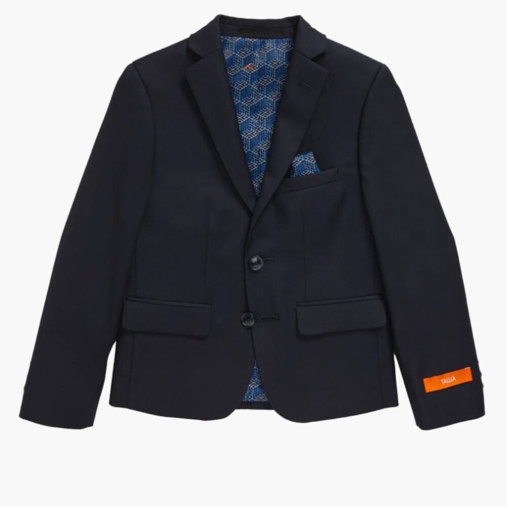Solid Wool Blend Sport Coat - Navy
